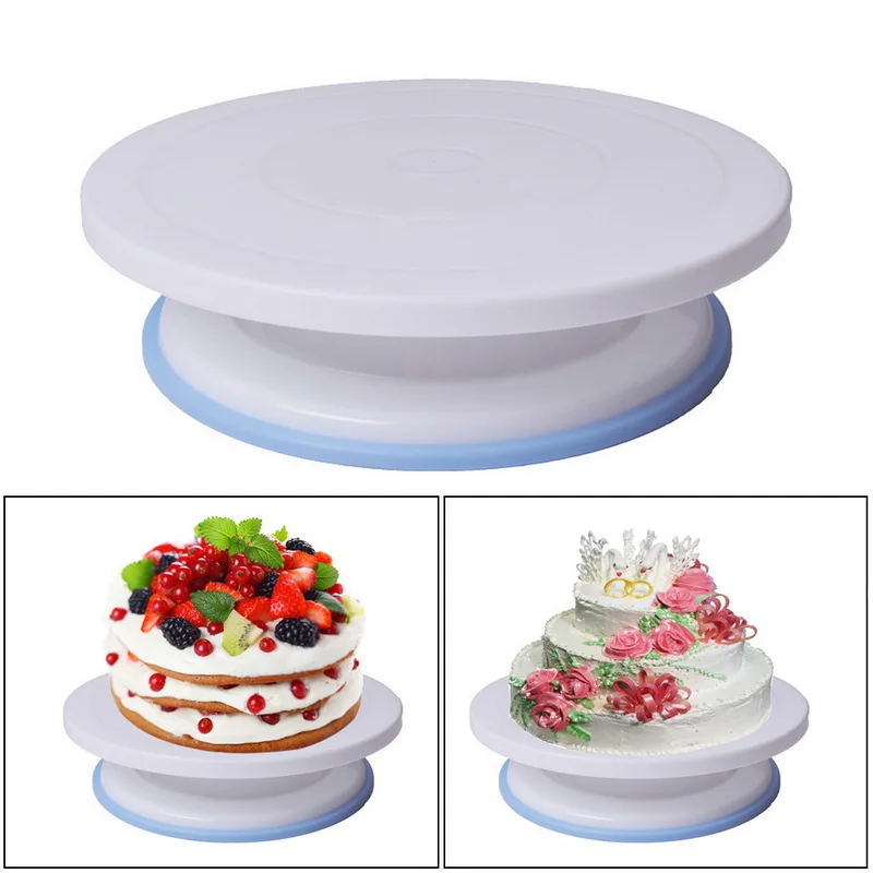 

Plastic Cake Decorating Turntable Rotary Table Round Cake Stand Kitchen Decorating Tools Diy Cake Plate Decorating Supplies, Black,silver color,purple red,red,blue,green,gold