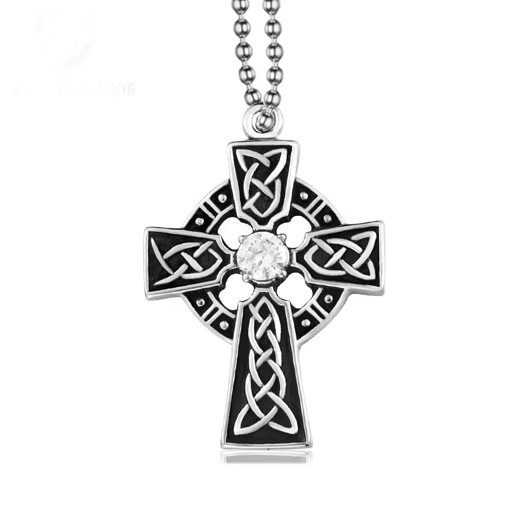 

Religious Men's Stainless Steel Large Celtic Cross Irish Knot Pendant Christian Necklace