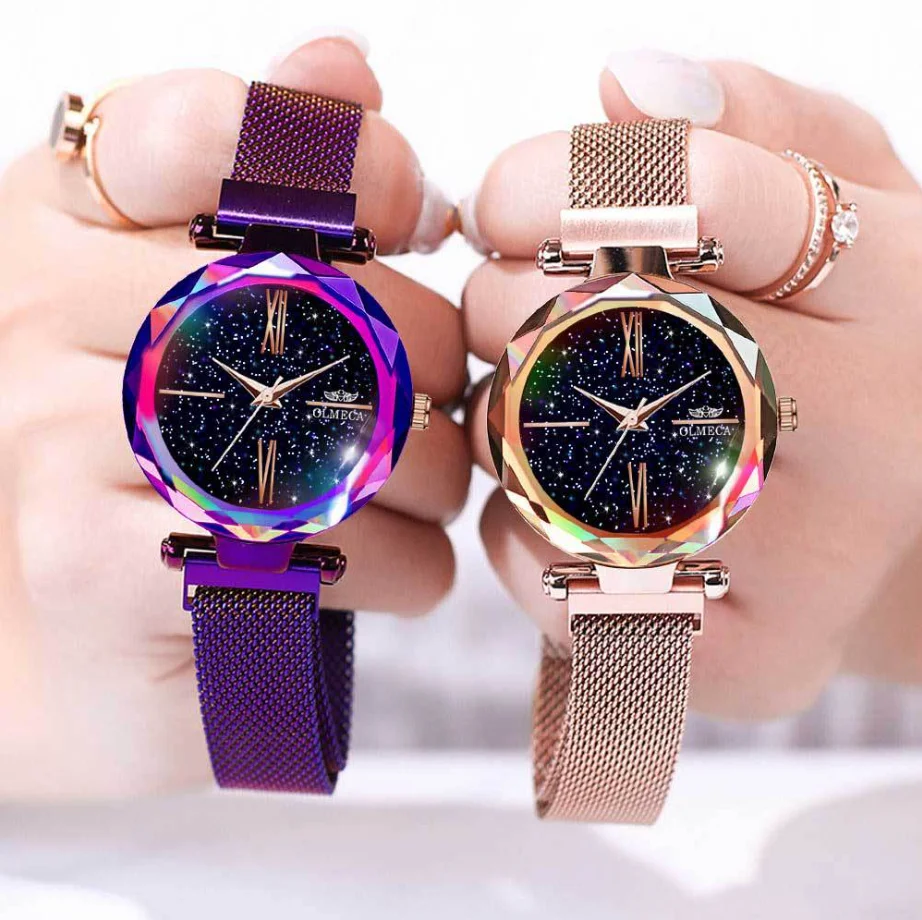 

2021 Top Band Fashion Quartz Wrist Quartz Watches Custom Logo Ladies Magnetic Starry Sky Clock Luxury Women Diamond Watch Bands