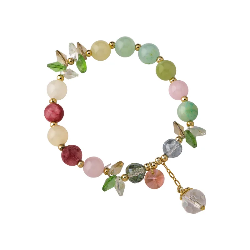 

2021 Popular Crystal Girl Natural Stone Colorful Crystal Single Layer Beaded Bracelet For Women Jewelry