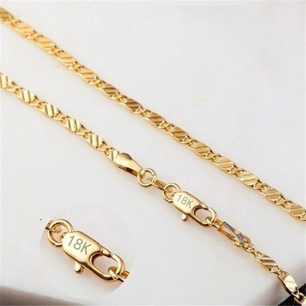 

New Style Fashion 18K Yellow Gold Chain Necklace For Men And Women 2 MM 16-30 Inch