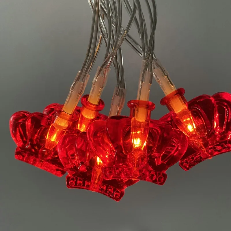 LED String Lights With Red Crown 10CT Warm White LED Light For Birthday Wedding Holiday Celebration Party Decoration