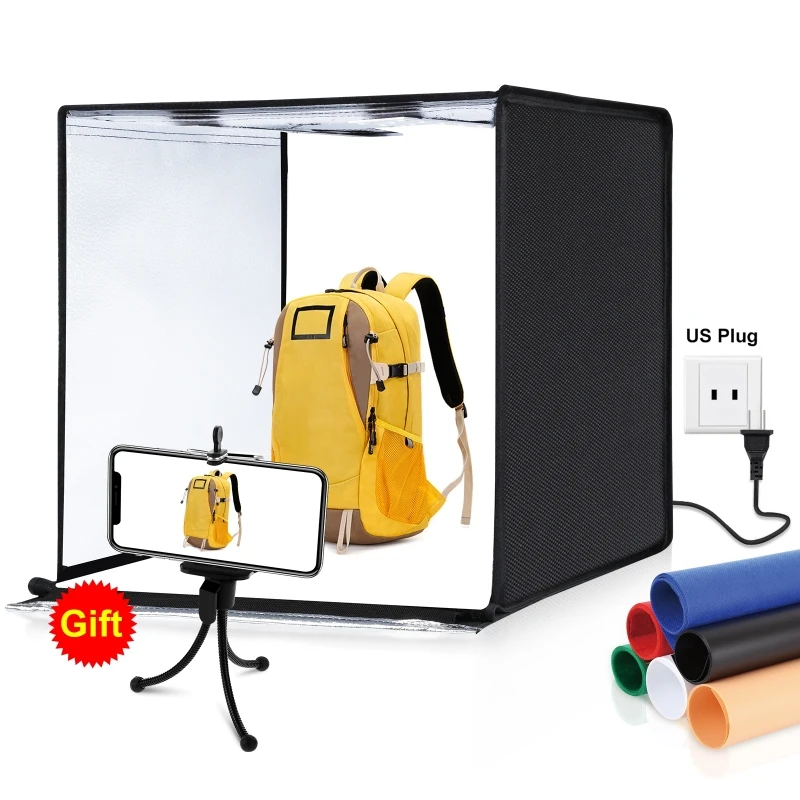 

Free 6 Colors Backdrops Photo Box Photo Studio Accessories Light Box Softbox Lighting Kit PULUZ 60cm LED Photo Light Box