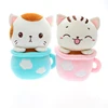 Cup cat smiling face toys lovely plush animals dolls for kids