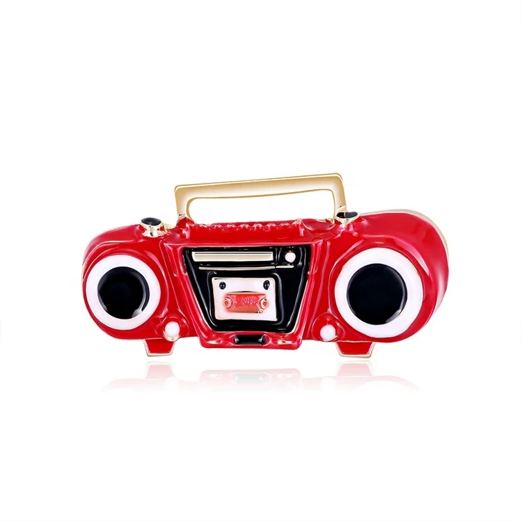 

New and Fashion Retro Wireless Red Alloy Drip Radio Brooch, Picture shows