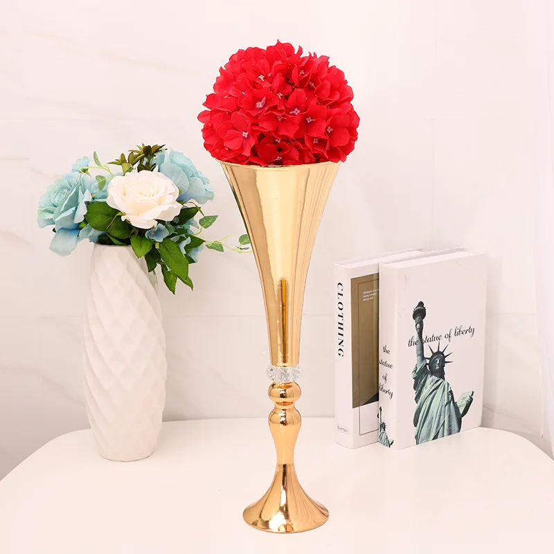 

Hot Sell High Qulity Fashion Gold Metal Wedding Tall Centerpiece Flower Vase For Home Deco