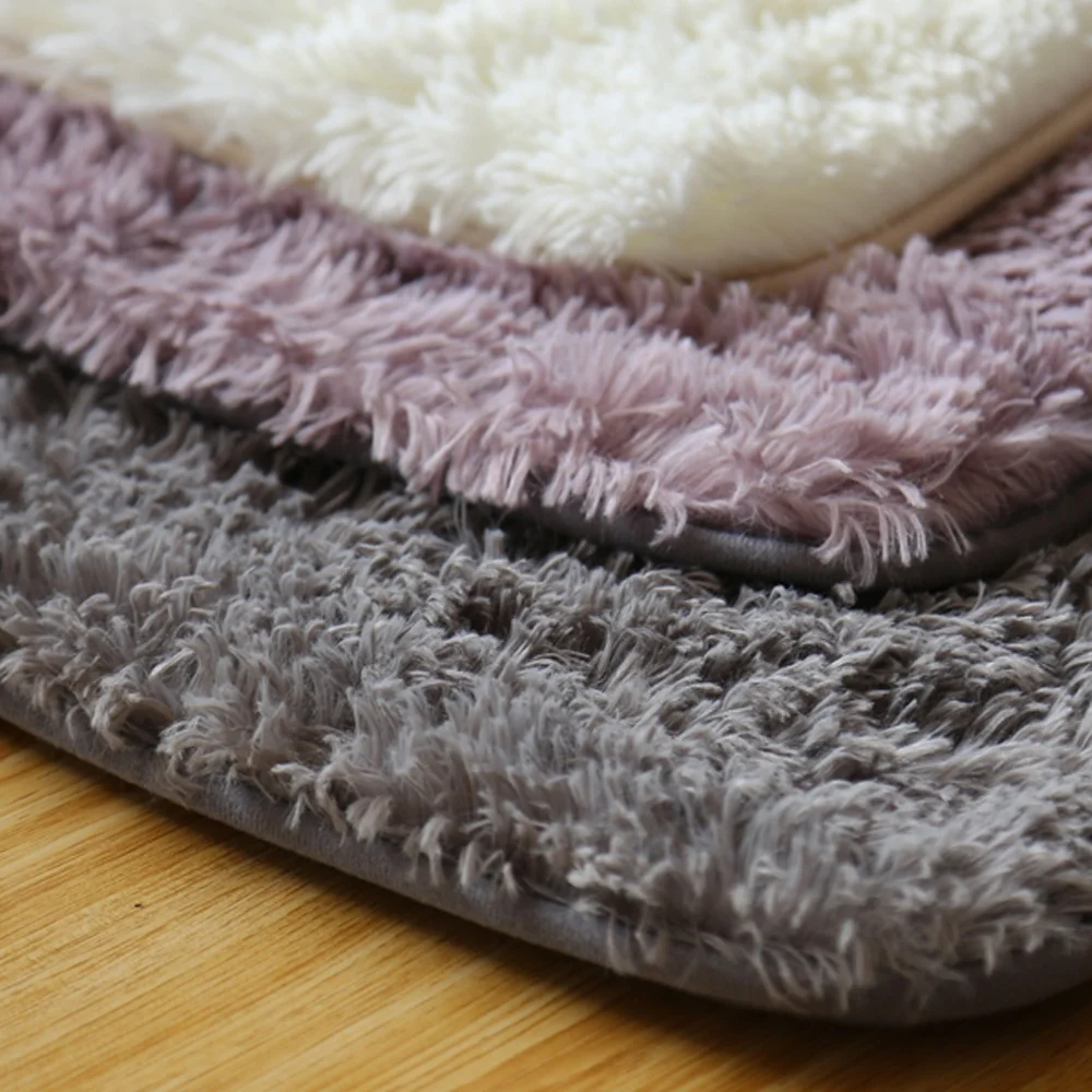

Modern Style Shag anti slip color Solid Polyester shaggy anti-slip bath mat, Available or customized