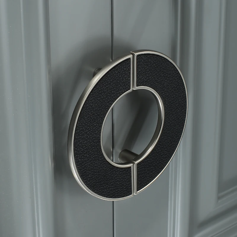 

Zinc Alloy Leather Semi-Circular Cabinet Handle European Style Modern Drawer Shoes Cabinet Door Handles And Knobs Z-3038