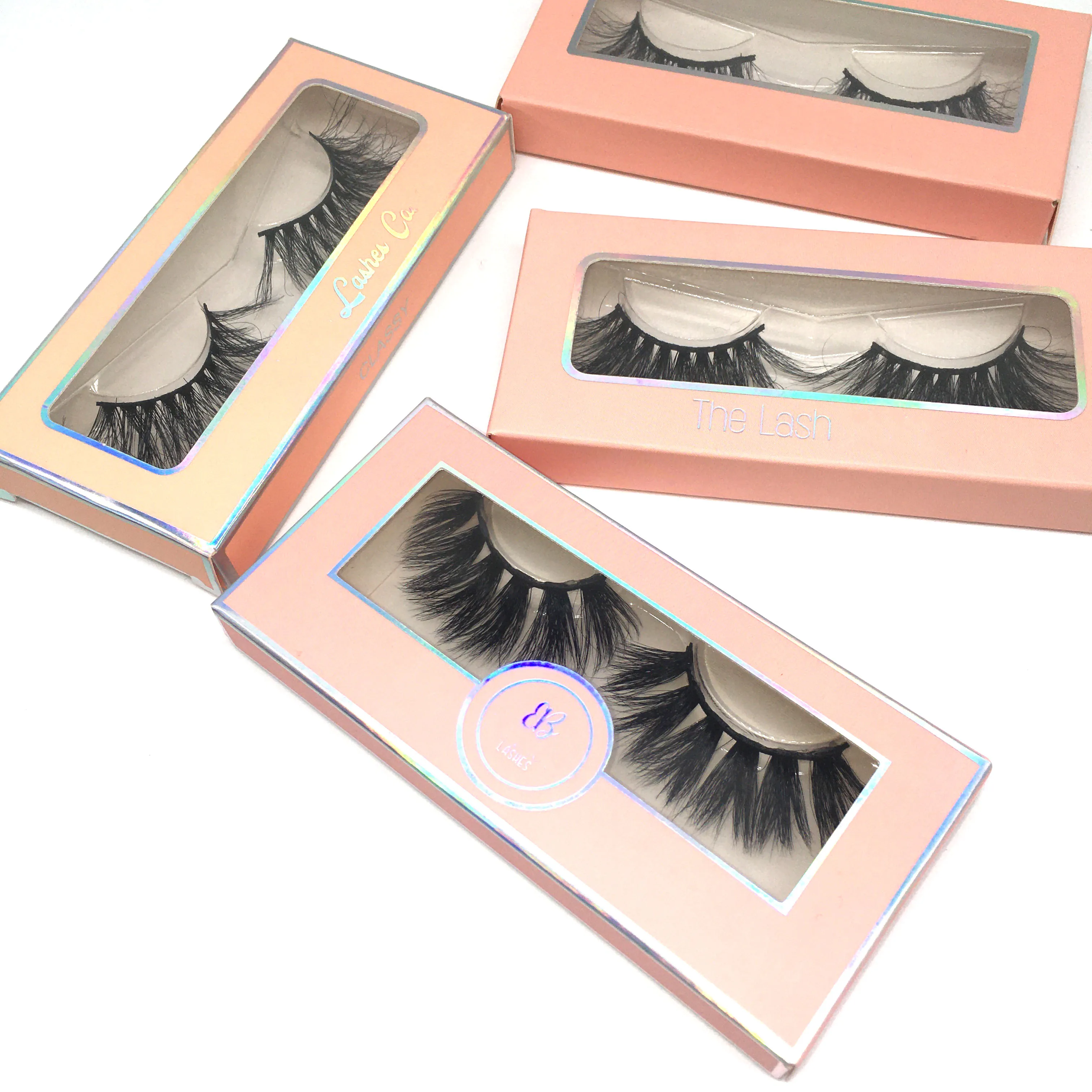 

private label window designer logo pink custom lash box
