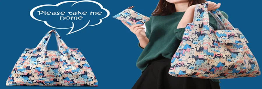 Eco nylon foldable tote reusable printed custom shopping bag