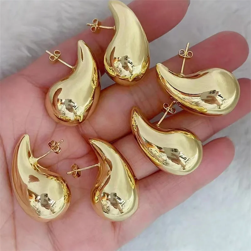 

Waterproof 18K Gold Women Designer Popular Brand Waterdrop Jewelry Hollow large Chunky tear drop Teardrop Water Drop Earring