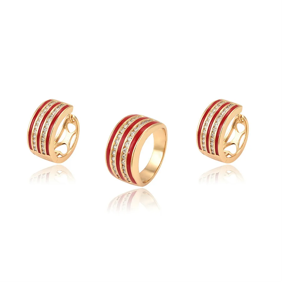 

64744 Xuping Jewelry Elegant, High Quality, Fashion, All-around Red, Happy, 18K Gold, Environment-friendly Copper 2-piece Set