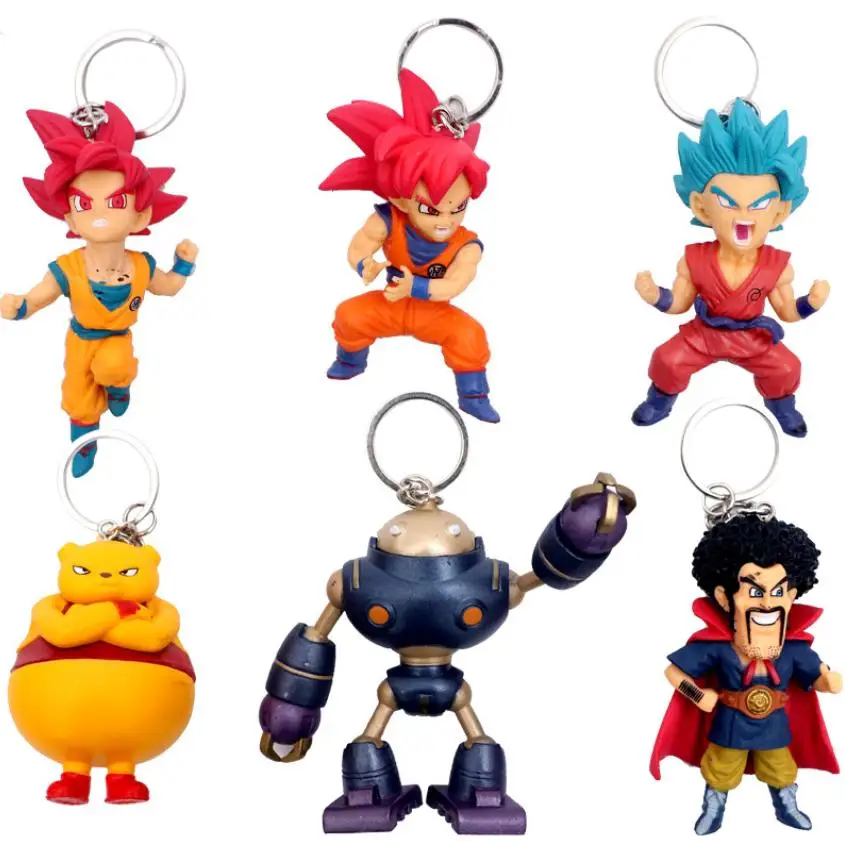 

Free Shipping 6pcs/set Cartoon Dragon Ball Z Son Goku PVC Action Figures Toys Keychain Decorations, Colorful