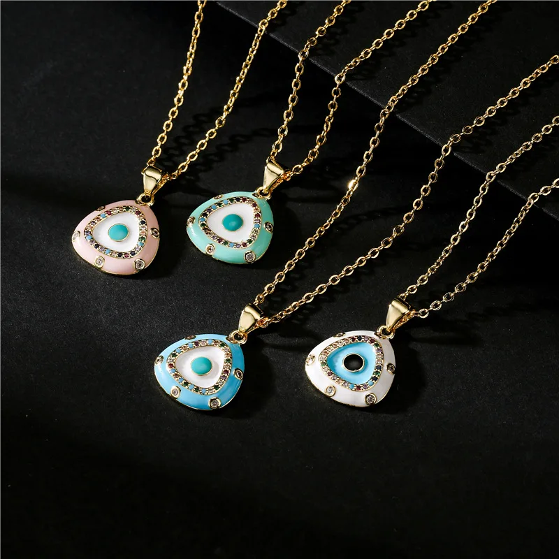 

Fashion Blue Turkish Glass Leather Cord Evil Eye Shape Pendant Necklace For Unisex