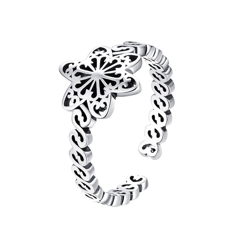 

Girl ring fashion silver jewelry snowflake design opening adjustable ring sterling silver ring for women
