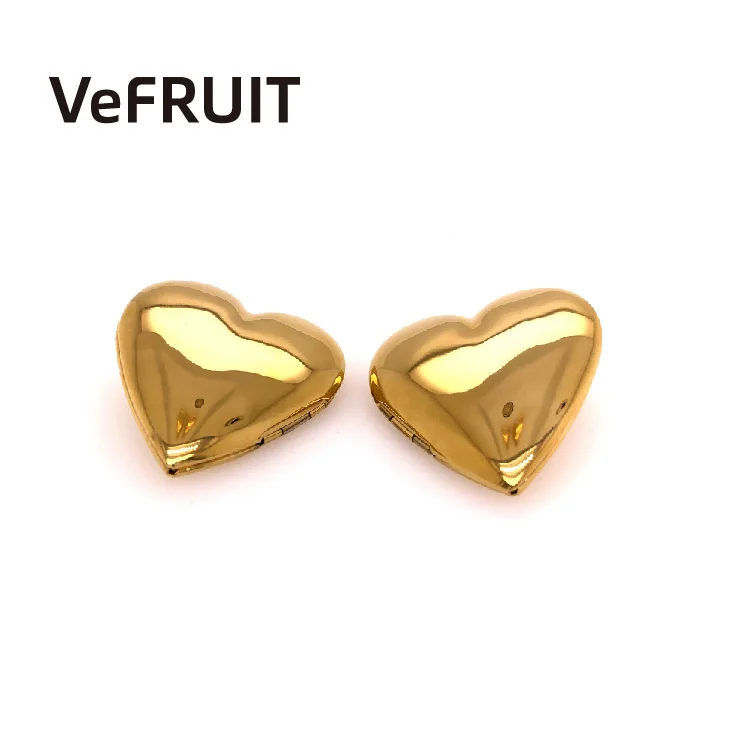 

VeFruit Golden Heart Photo Earring brass 18k gold plated minimalist jewelry 2021 fashion trendy chic ins big colorful earrings