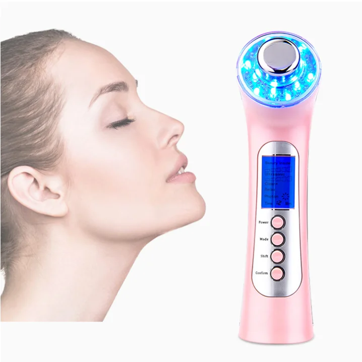 

2021 home rf ems photon pulse therapy women microcurrent face skin care device facial massager Beauty Instrument, White/red/pink