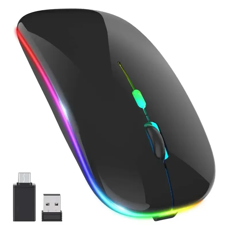 

Original Triangle LOGO Ultra-Thin Rechargeable Battery Mute Mouse 2.4Ghz Optical LED Colorful Light Computer Game Wireless Mouse