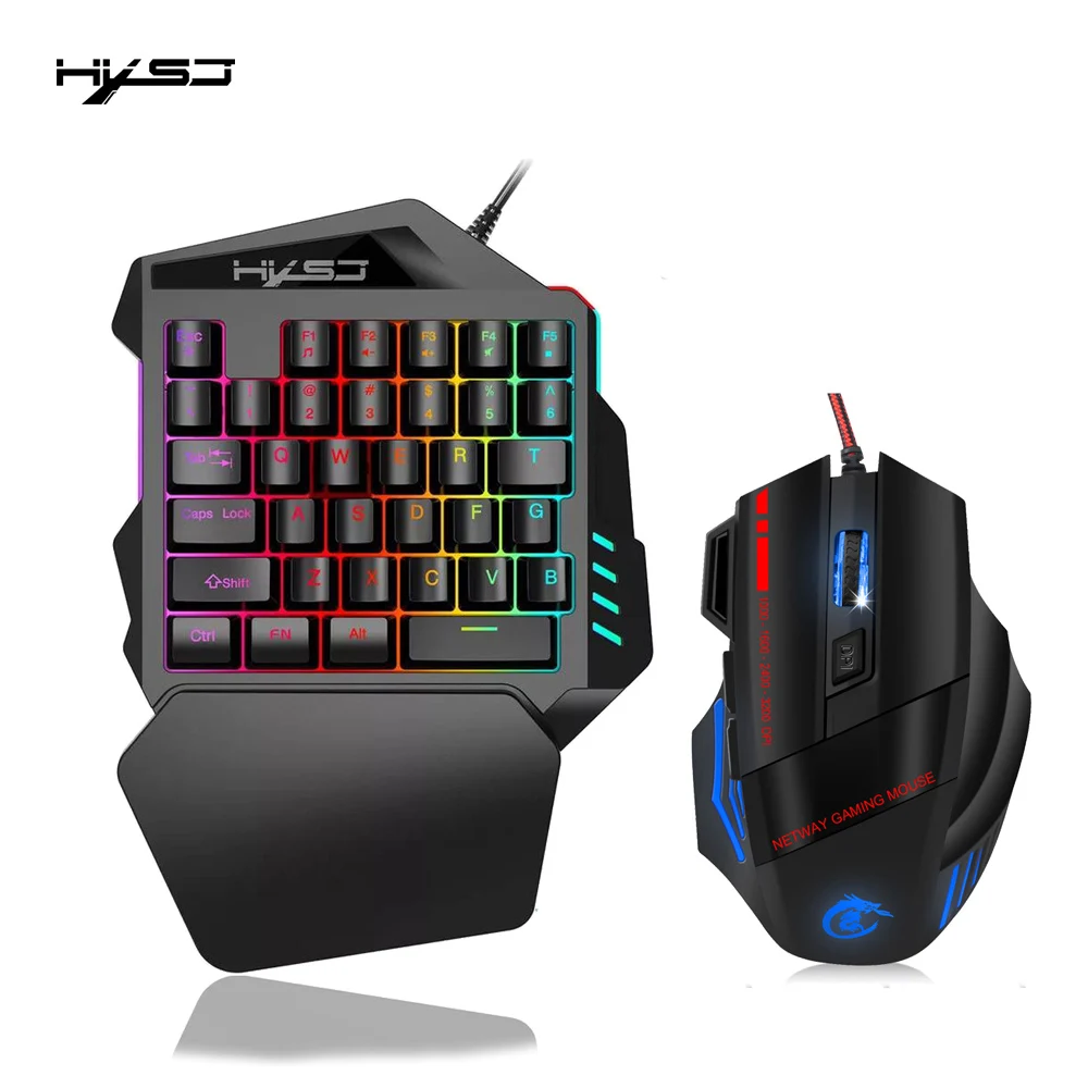 

Hot Selling Single Hand Keyboard With Mouse Suitable for Phone Computer Mini One Hand Gaming Keypad Wired Mice