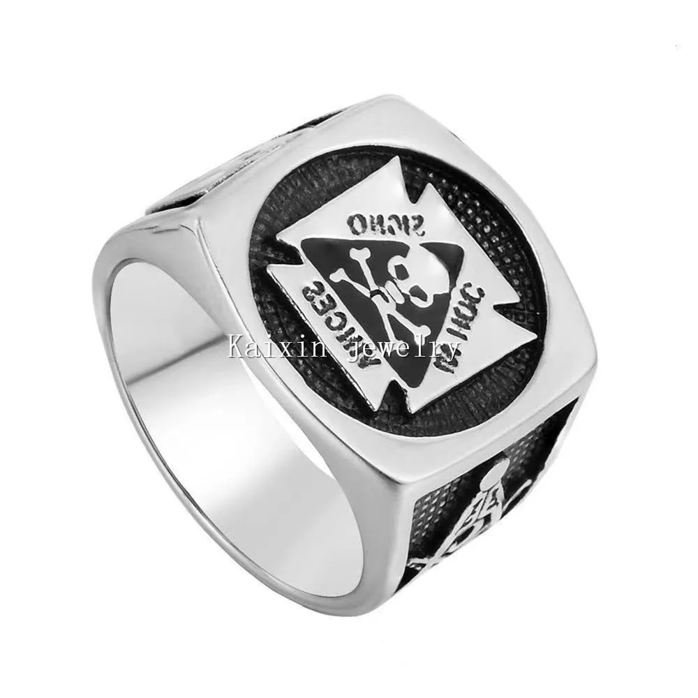 

2021 best selling stainless steel jewelry skeleton Freemasonry men's ring domineering ring