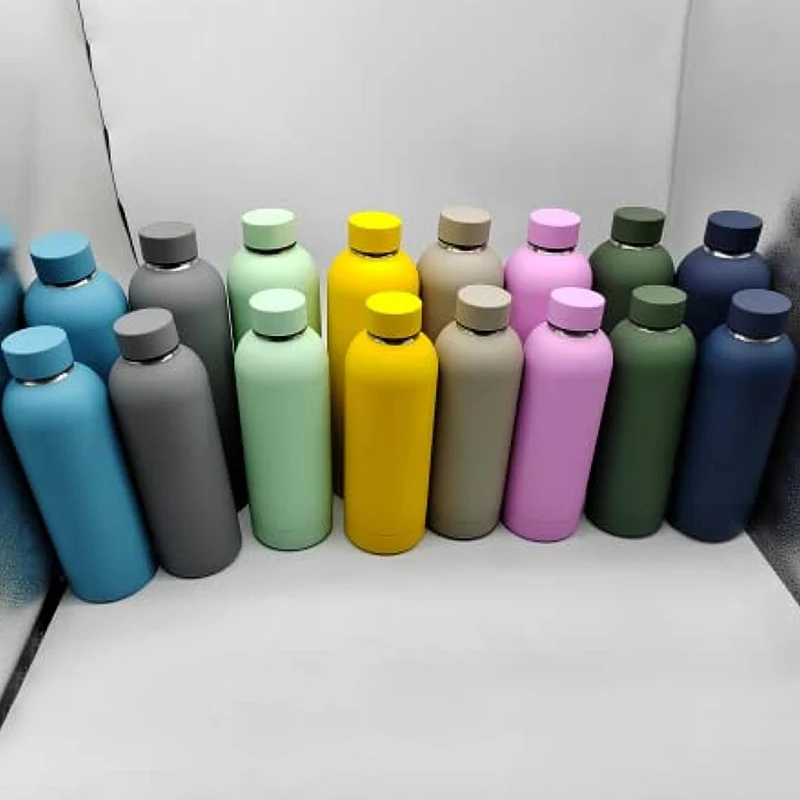 

Matte Colorful Narrow Mouth Soft Touch Rubber Paint Reusable Botella De Agua Yoga Sport Water Bottle