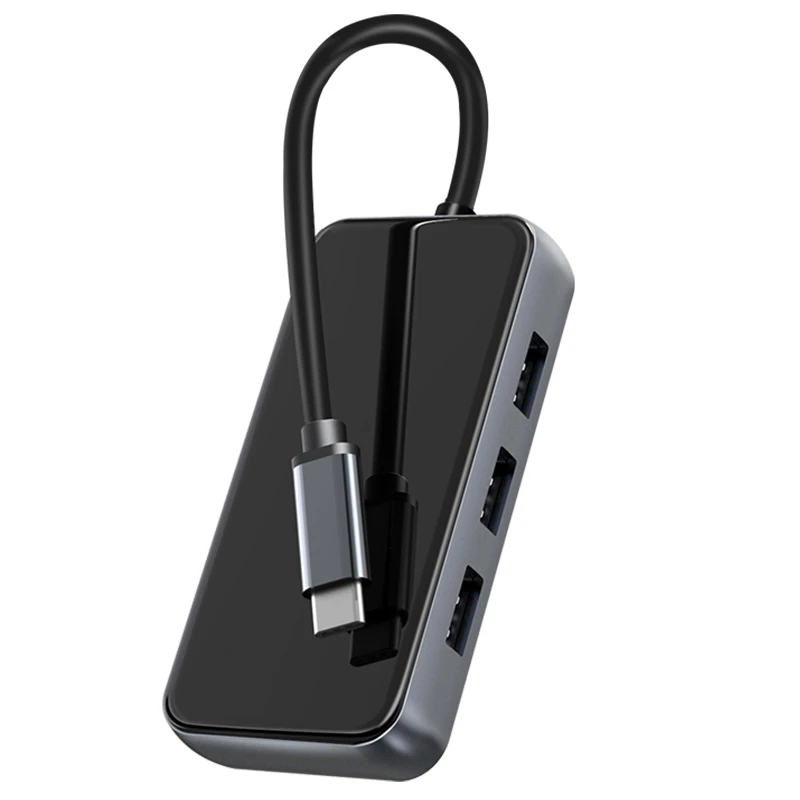 

Aluminum alloy 5 In 1 Usb-C Hub Type C To Usb 3.0 Pd Adapter Laptop Stand Usb glass panel hub adapter