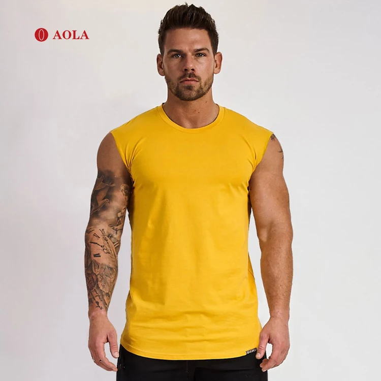 

AOLA Wholesale Custom Cotton Stringer Gym Vest Fitness Singlet Workout Muscle Bodybuilding Mens Tank Top, Picture showed