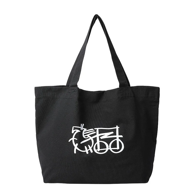 

Wholesale New casual canvas handbags literary forest custom fashion geometric pattern printing single shoulder bag, Black/beige