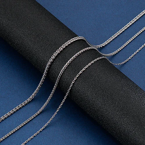 

DIY Chunky Titanium Steel Wheat Braided Chain Necklace Custom 316L Stainless Steel Twisted Chain Necklace For Men Women