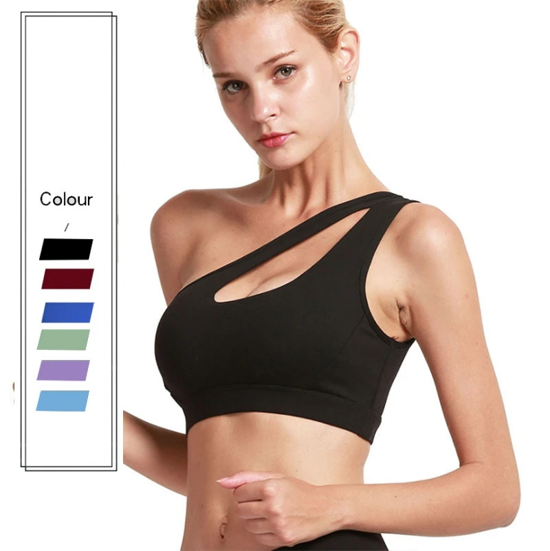 

Female yoga bra outdoor running training exercise workout women fitness one shoulder sports bra, As you see or oem