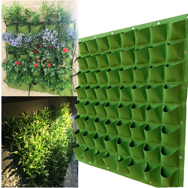 

4/9/18/49/72 Pockets Green Wall Hanging Planting Bags Plant Grow Bags, Customized color