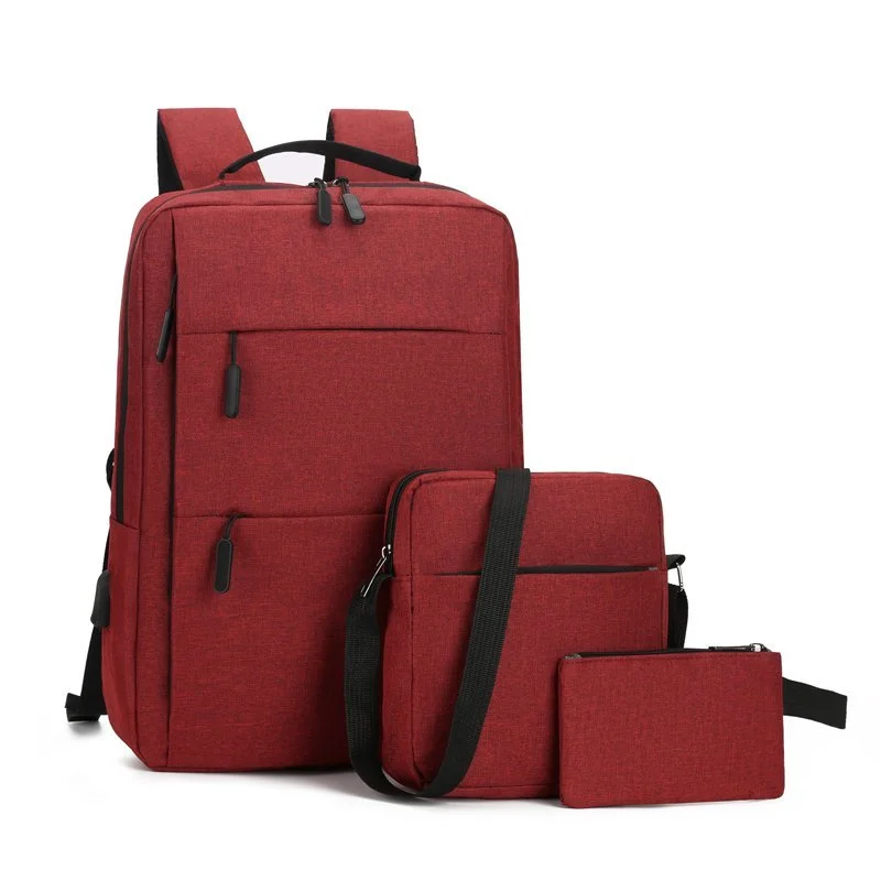 

Wholesale Fashion Trendy Unisex,Business 3 Pieces Laptop Bags Custom USB Charging Port College School Backpack, Customized color