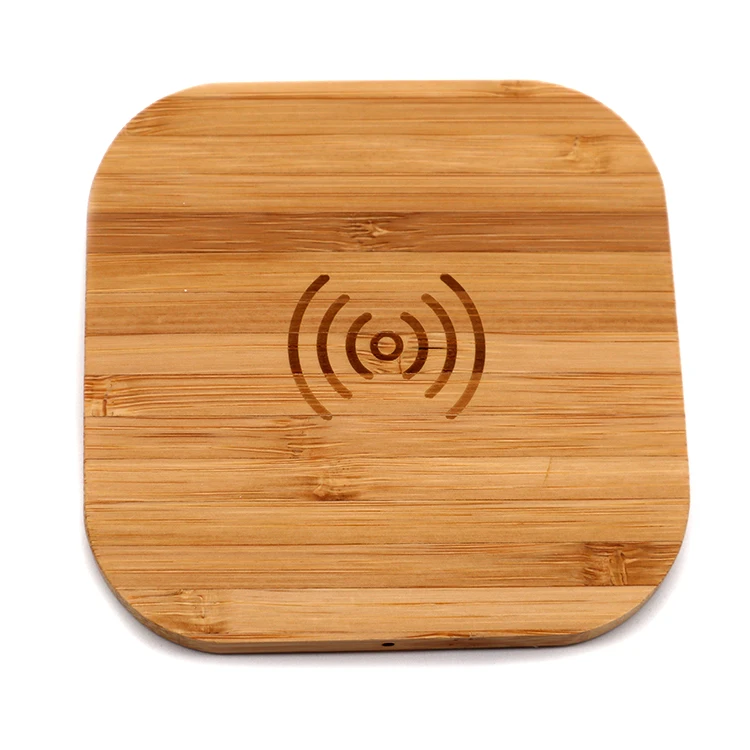 

Eco-friendly Wholesale Custom Logo 5w 10W Portable Mobile phone station Fast Charging Qi pad Wood Bamboo Wireless charger, Natural