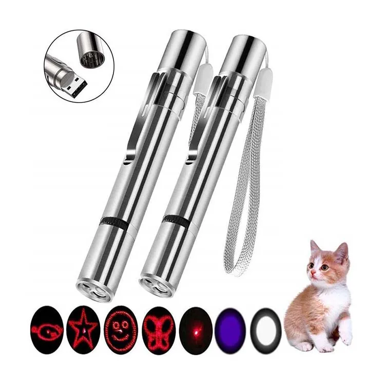 

High Quality LED Chaser Pet Interactive Laser Pointer Cat Toy for Cat, Silver