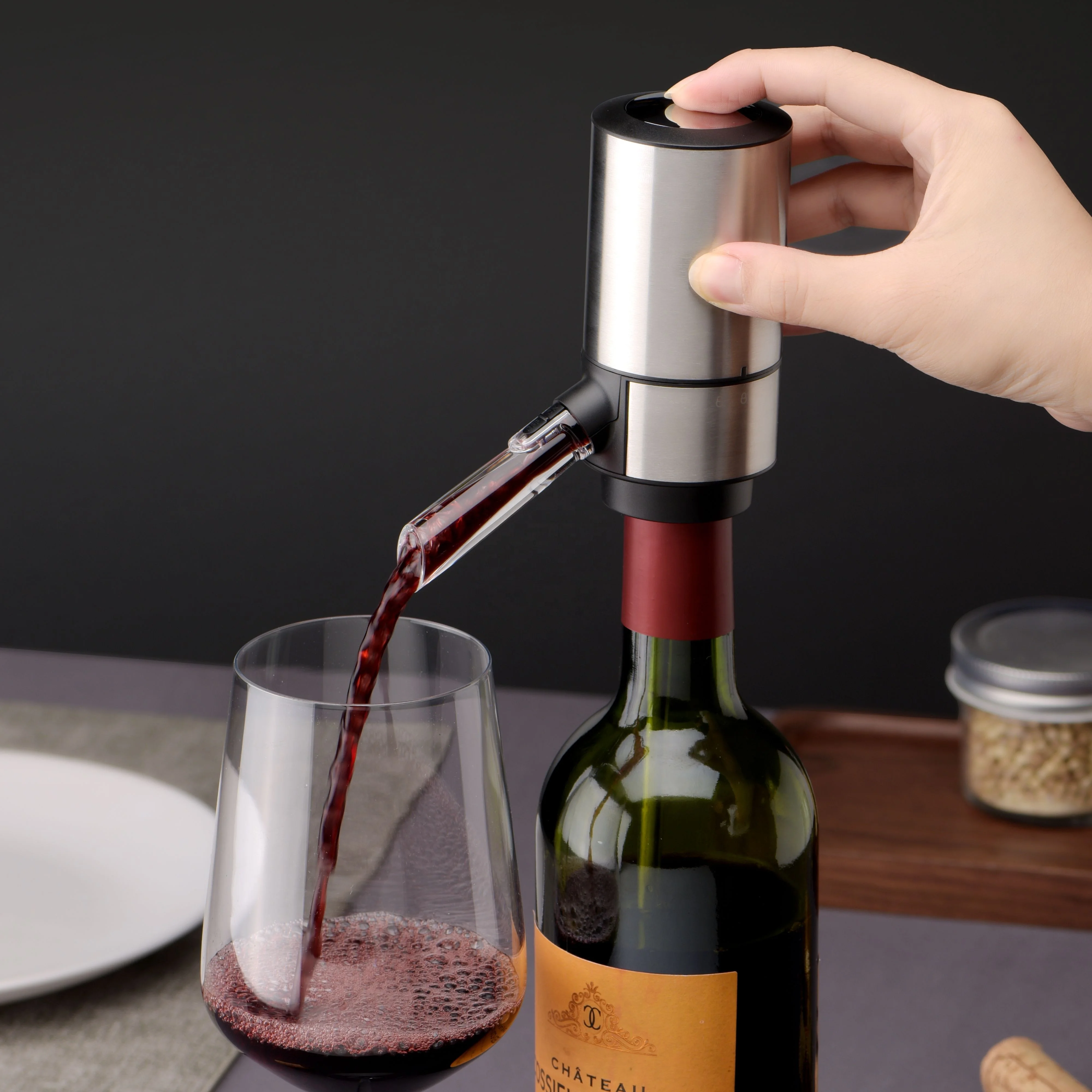 

Electric Wine Aerator and Pourer Dispenser Air Decanter Personal Wine Tap for Red and White Wine With Stand