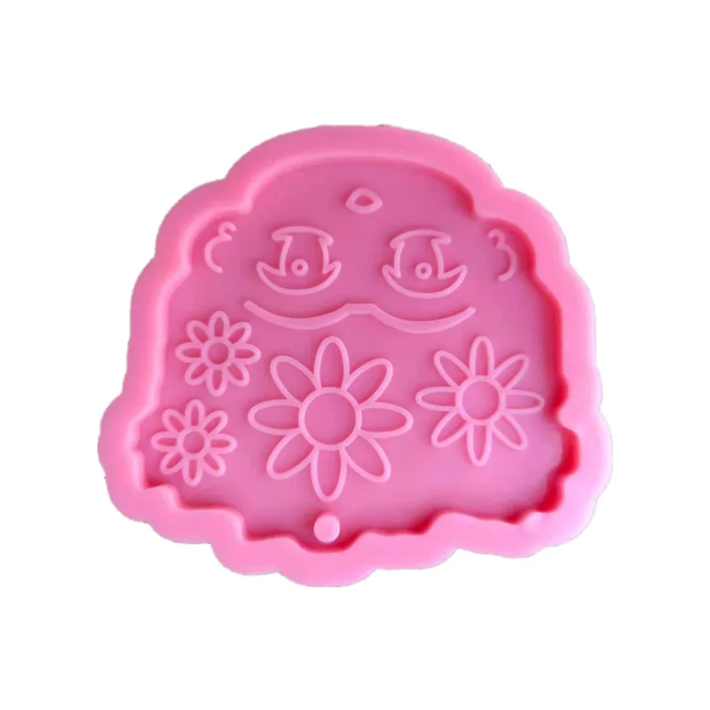 

0560 DIY Crystal Epoxy Sunflower Face Keychain Silicone Mold Pendant Decorative Resin Mold, Pink