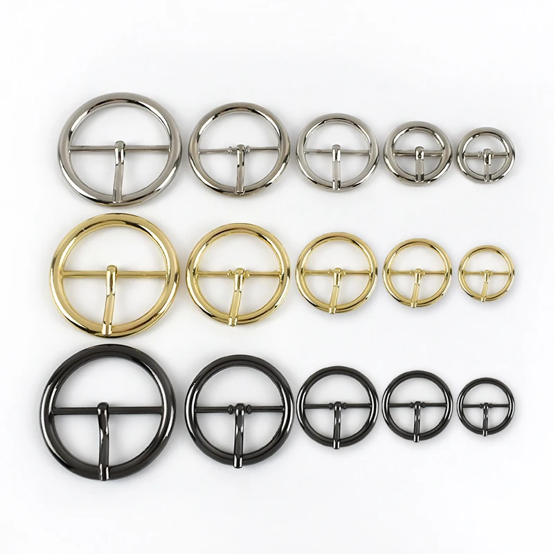 

Meetee AP464 Alloy Electroplating Round Adjustment Belt Clasp Bag Hardware Accessories Circle Pin Buckle, Silver,gun black,gold