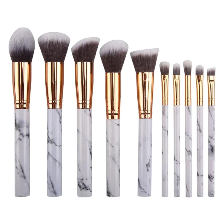 

Good Quality 10pcs white Wood Handle Makeup Brushes Set for Powder Foundation Blush Contour Blending Eyeshadow