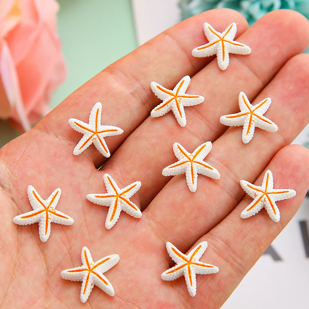 

Cute Flat Back Resin Cabochons Starfish for Phone case Decorating Ornament Accessory Color Mixed decorative Children Jewelry, As shown
