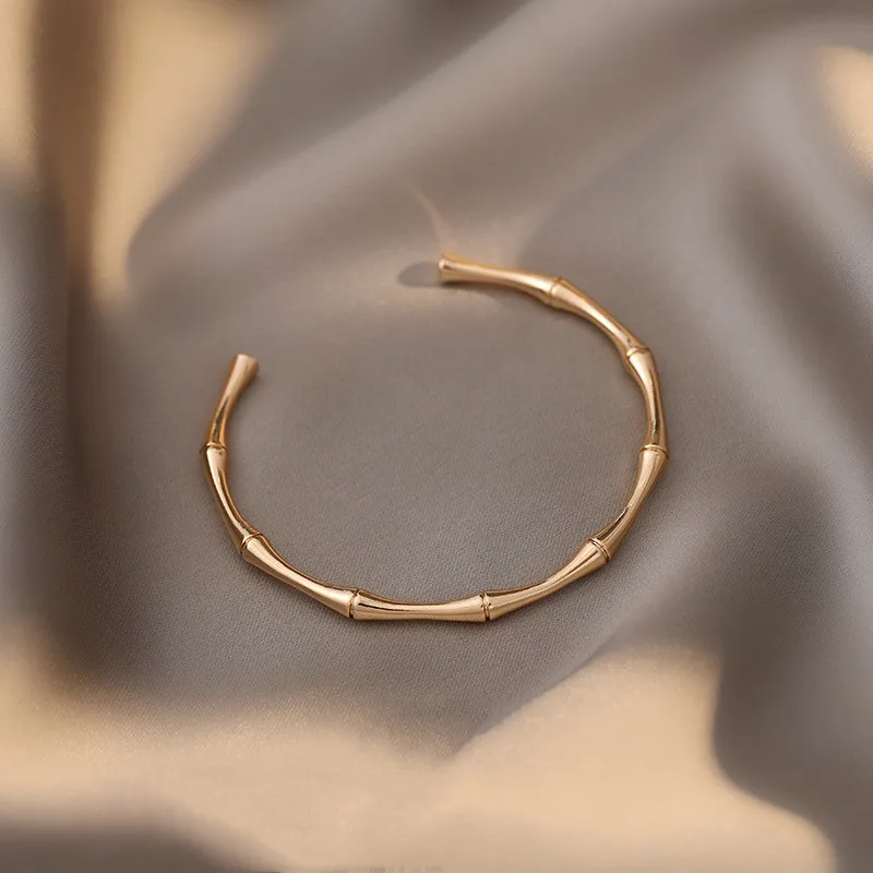 

New Style Simple Fashion Creative Bamboo Bracelets 18K Gold Jewelry Smooth Personality Bangles, Picture
