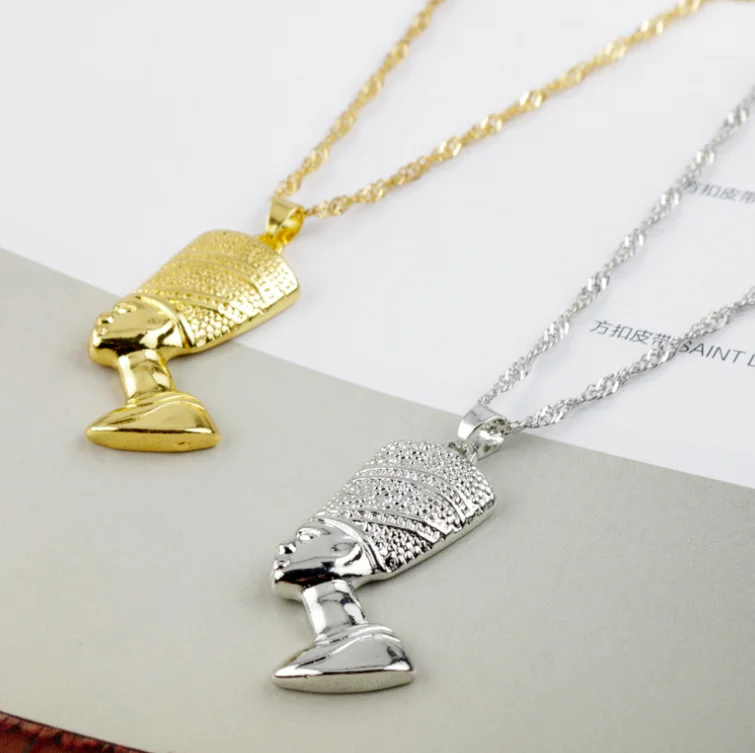 

HOT! gold silver plated Egyptian Queen Cleopatra pendant jewelry Necklace