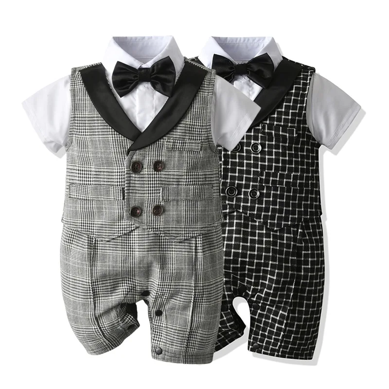 

boy gentleman short sleeve jumpsuit vest coat two-piece baby boy clothes 6 9 months romper