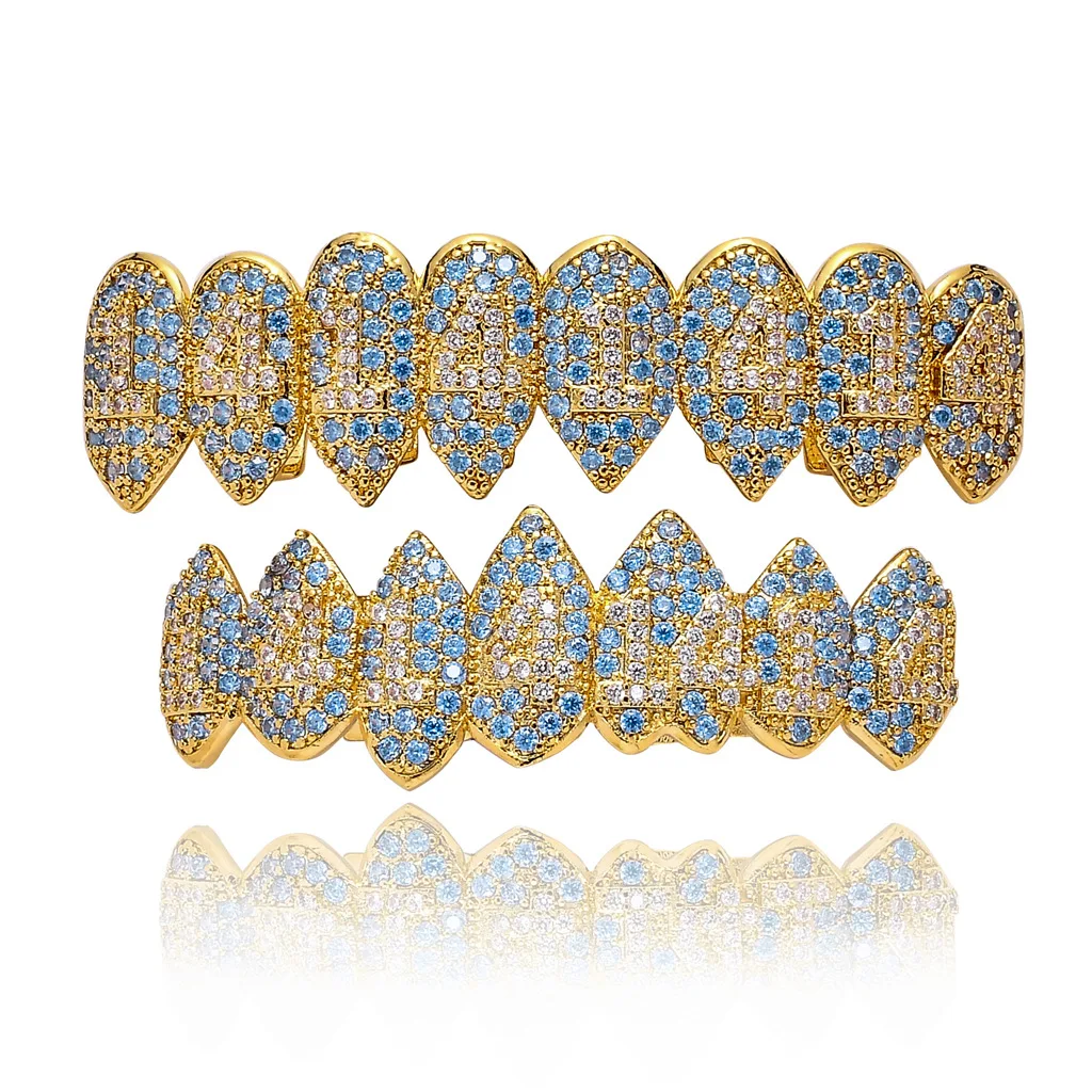 

Luxury Hip Hop Hot Selling Braces Teeth Grills Canine Vampire CZ Zircon Letter 1414 Braces