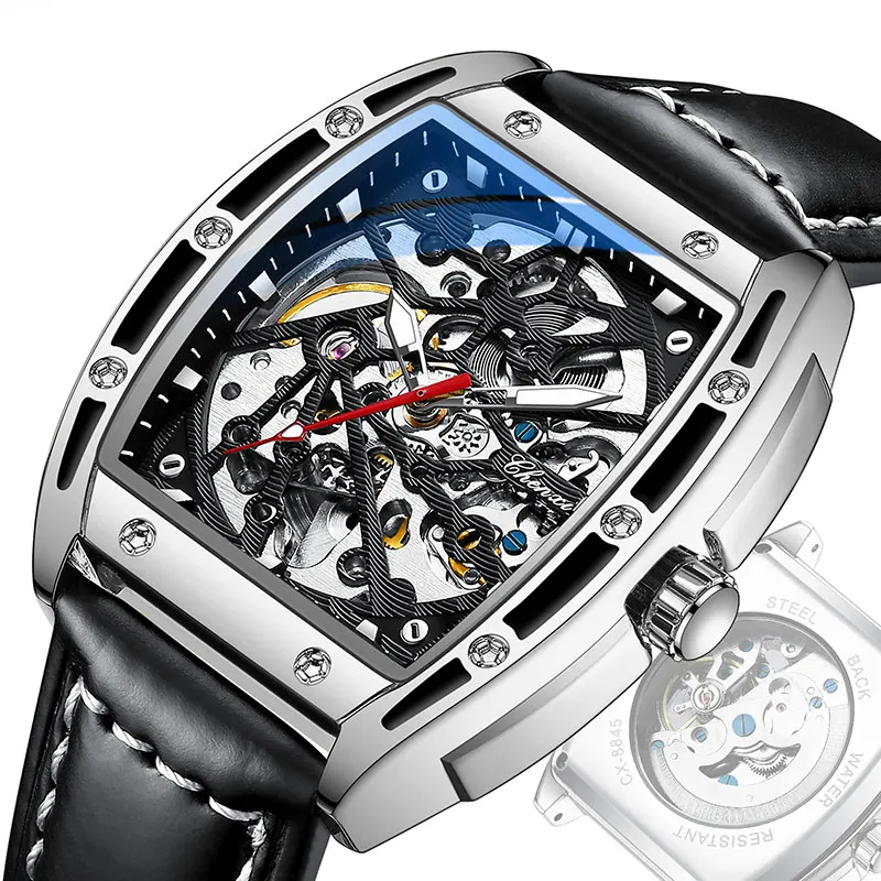 

2022 New Top brand tourbillon Skeleton Strap Luxury Mechanical Automatic Wrist Men Watch in Wristwatch Case Fashion, As shown in the picture