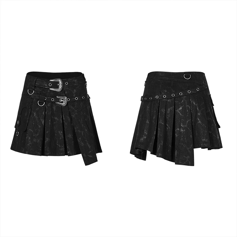 

PUNK RAVE 60pcs Mixed Wholesale Summer High Waist Printed Pleated Girls' Skirts Lady Black Mini Pleated Skirts Womens Skirts