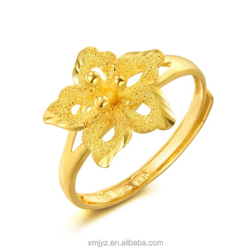 

Vietnam Placer Gold Bauhinia Ring Brass Gold Plated Women's Fashion Dignified Flowers Opening Ring Gift