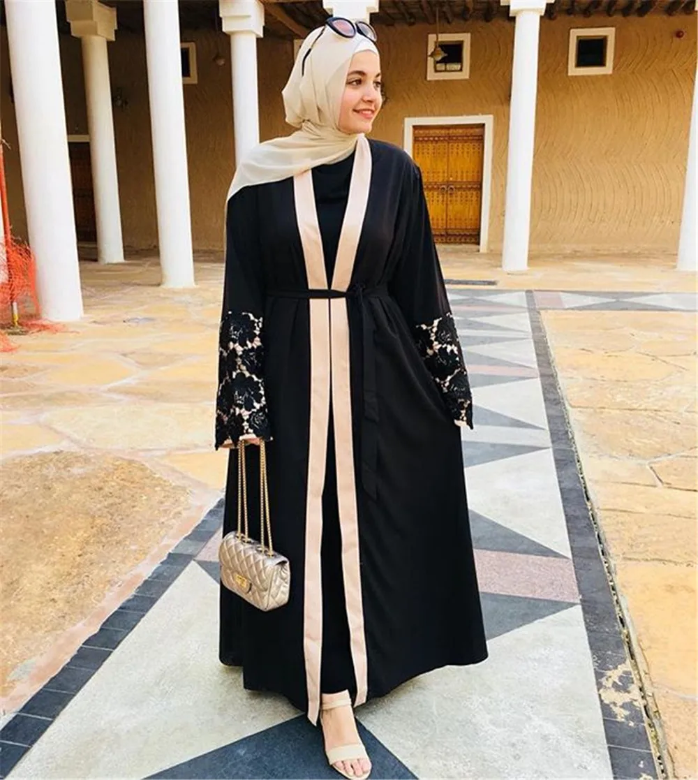 

2021 Latest Design Modest Robe Women Muslimah Islamic Clothing Fashion Front Open Kimono Arabic Style Dubai Muslim Abaya, As show