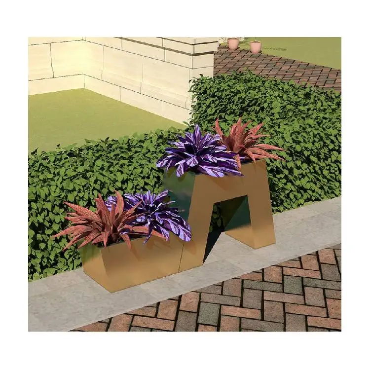 

2021 Hot Sale Outdoor custom metal floor trapezoid flowerpot