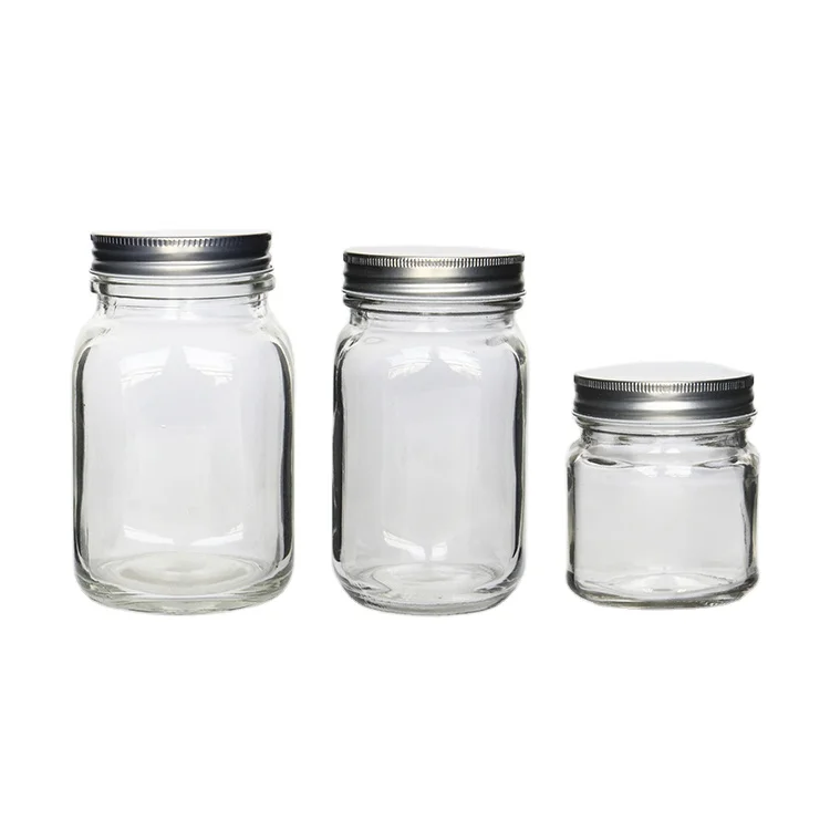 

Vanjoin Customize Logo Canning Jars 16 oz Square Width Mouth Mason Jar Glass With Screw Lids, Clear transparent