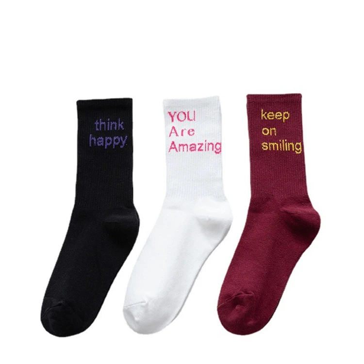 

Custom Logo Women Socks High Quality Cotton Sport Crew Socks Casual Sport Color Letter Sock Women For Girl Female Droshipping, Picture shown